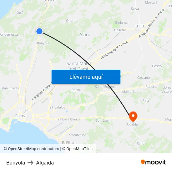 Bunyola to Algaida map