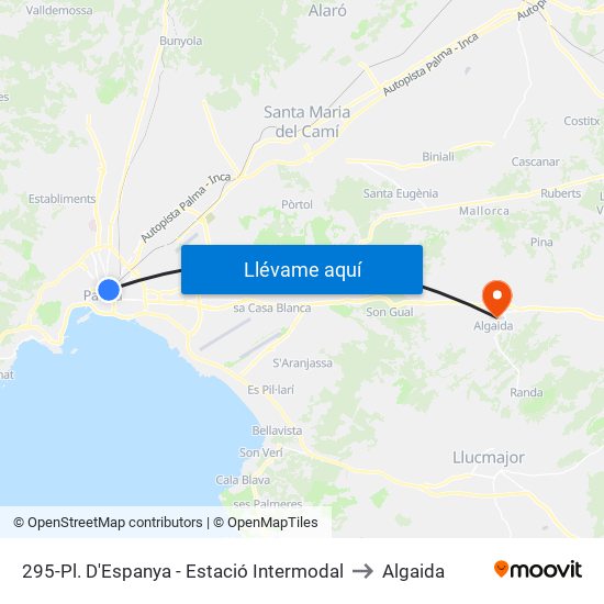 295-Pl. D'Espanya - Estació Intermodal to Algaida map