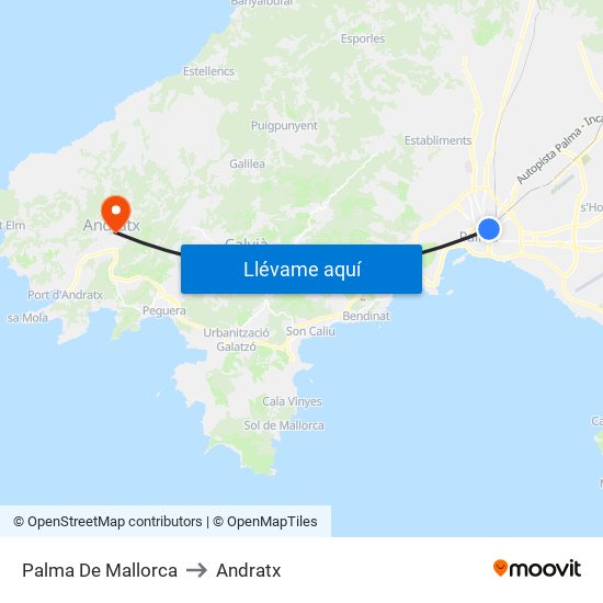 Palma De Mallorca to Andratx map