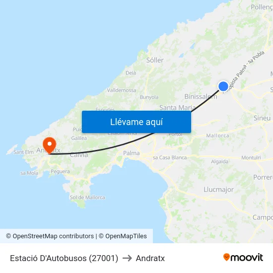 Estació D'Autobusos (27001) to Andratx map