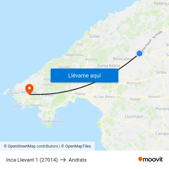 Inca Llevant 1 (27014) to Andratx map