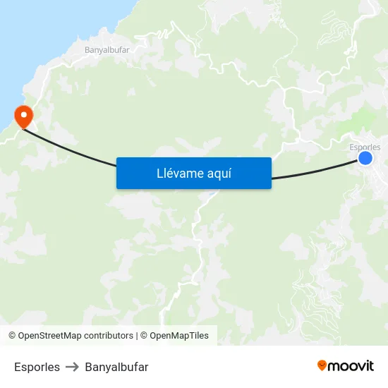 Esporles to Banyalbufar map
