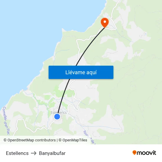 Estellencs to Banyalbufar map