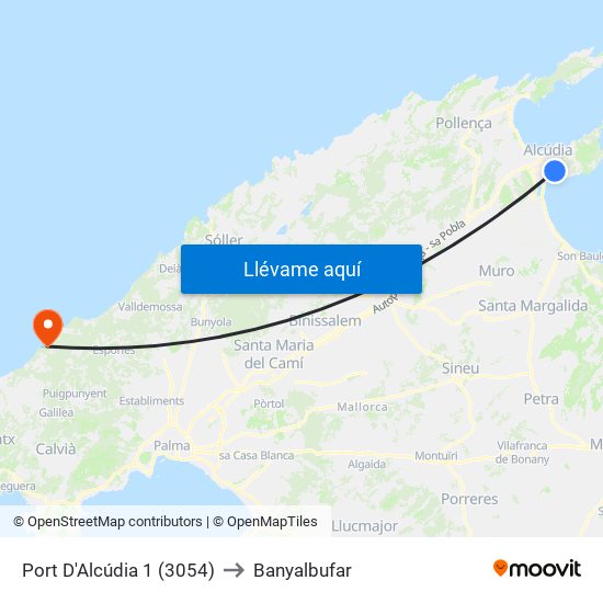 Port D'Alcúdia 1 (3054) to Banyalbufar map
