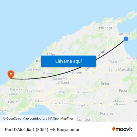 Port D'Alcúdia 1 (3054) to Banyalbufar map