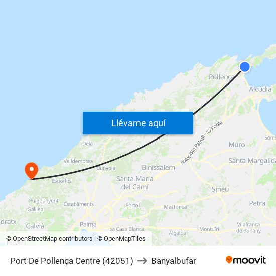 Port De Pollença Centre (42051) to Banyalbufar map