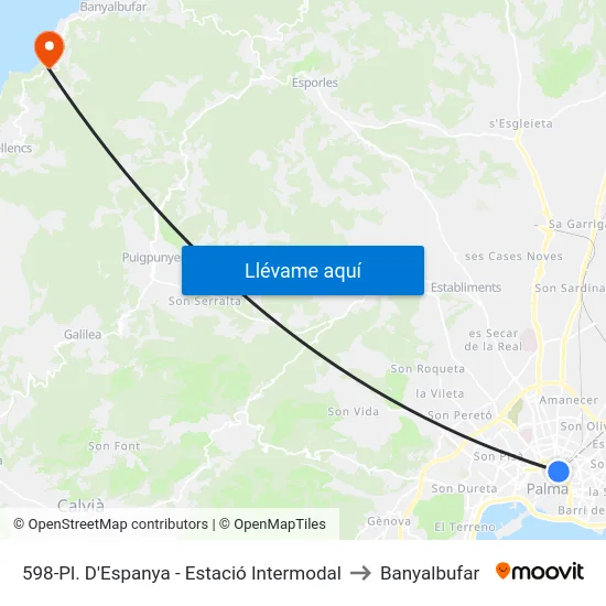 598-Pl. D'Espanya - Estació Intermodal to Banyalbufar map