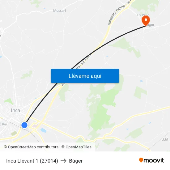 Inca Llevant 1 (27014) to Búger map