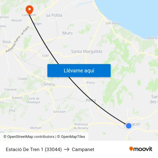 Estació De Tren 1 (33044) to Campanet map