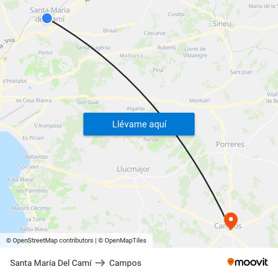 Santa María Del Camí to Campos map