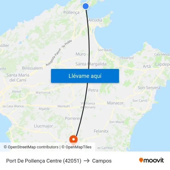 Port De Pollença Centre (42051) to Campos map