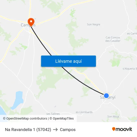 Na Ravandella 1 (57042) to Campos map