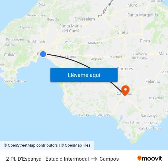 2-Pl. D'Espanya - Estació Intermodal to Campos map