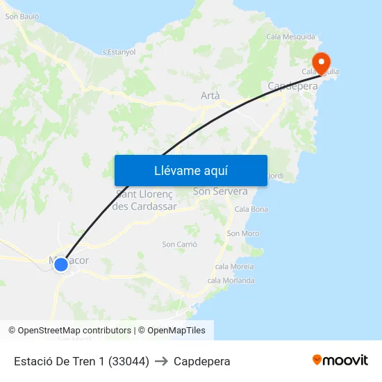 Estació De Tren 1 (33044) to Capdepera map