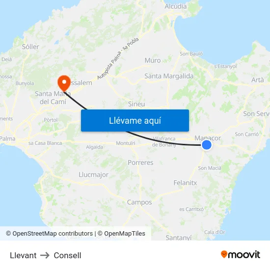 Llevant to Consell map