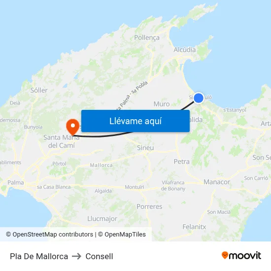 Pla De Mallorca to Consell map