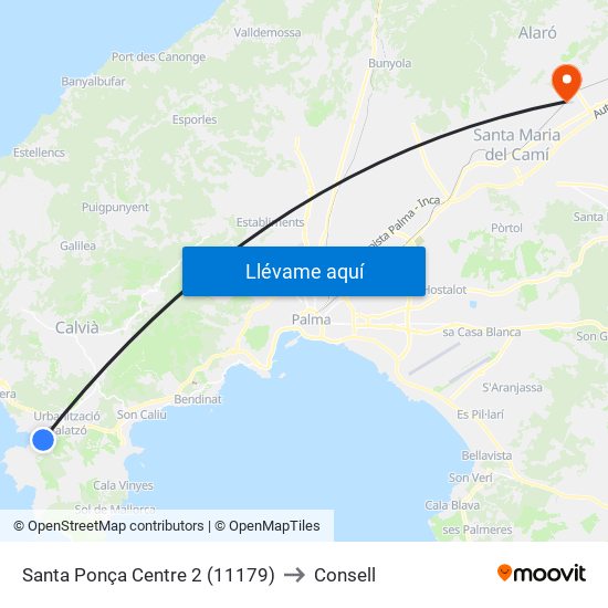 Santa Ponça Centre 2 (11179) to Consell map