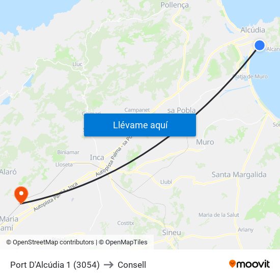 Port D'Alcúdia 1 (3054) to Consell map