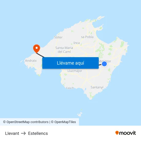 Llevant to Estellencs map
