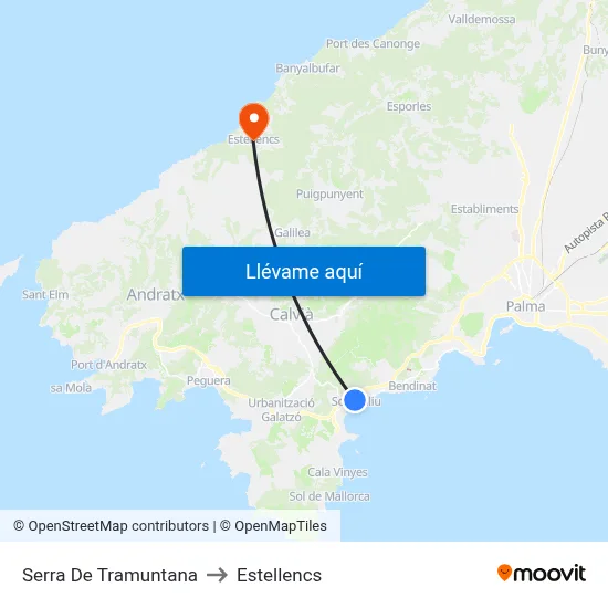 Serra De Tramuntana to Estellencs map