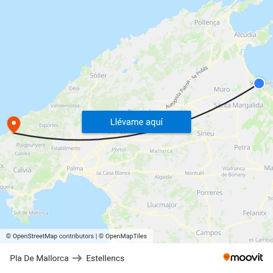Pla De Mallorca to Estellencs map