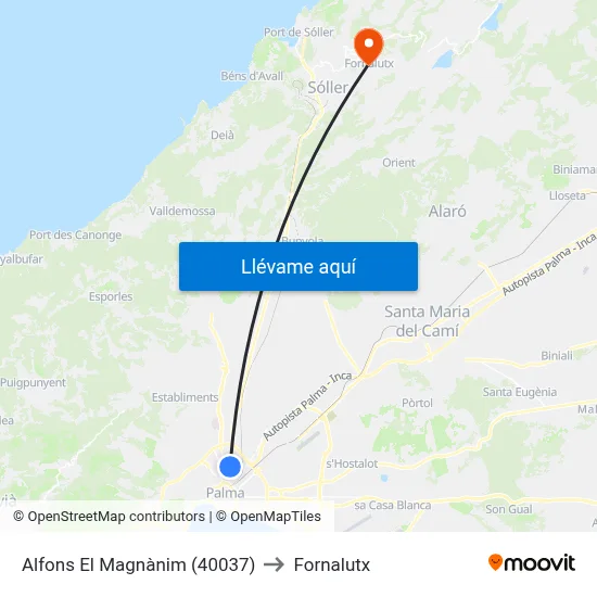 Alfons El Magnànim (40037) to Fornalutx map