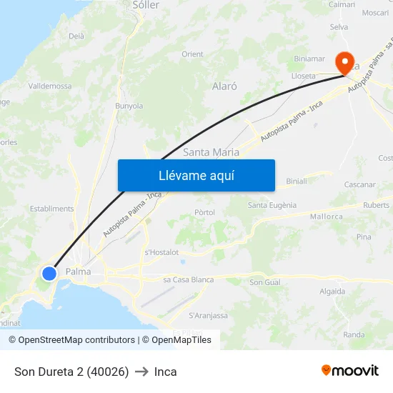 Son Dureta 2 (40026) to Inca map