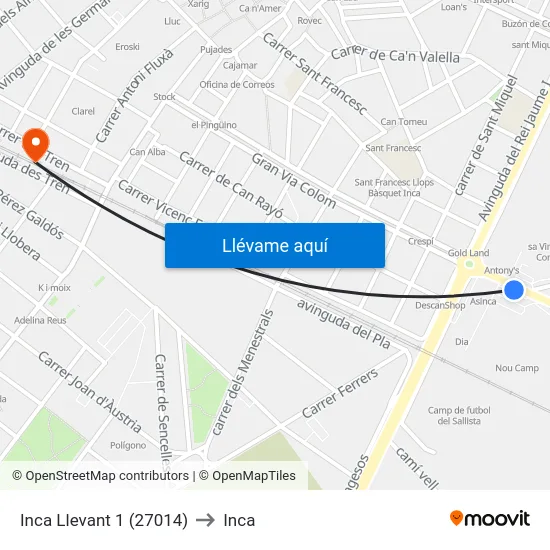 Inca Llevant 1 (27014) to Inca map