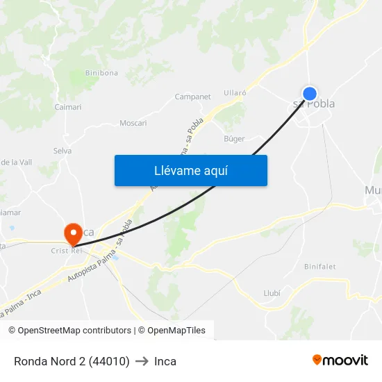 Ronda Nord 2 (44010) to Inca map