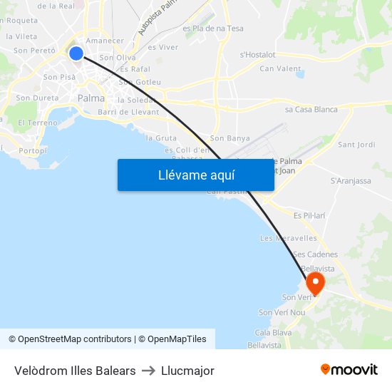 Velòdrom Illes Balears to Llucmajor map