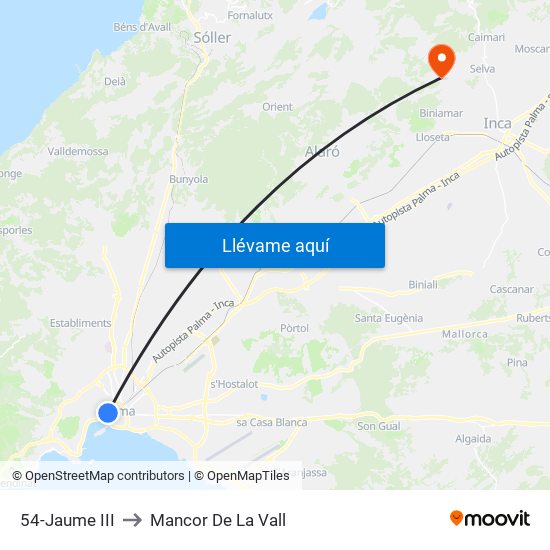 54-Jaume III to Mancor De La Vall map