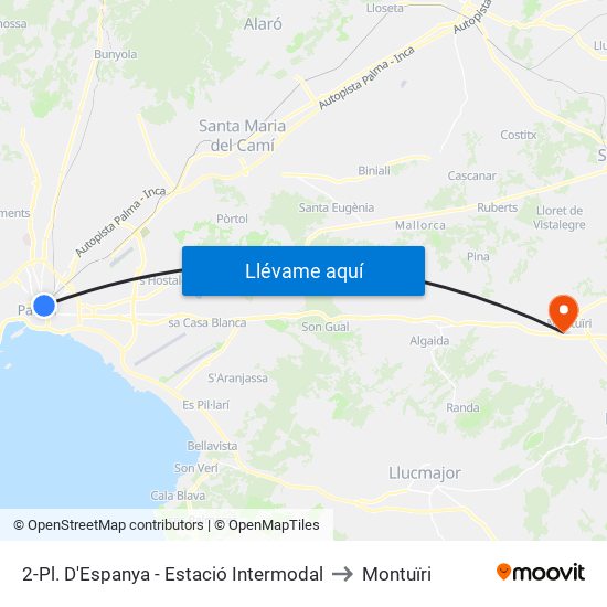 2-Pl. D'Espanya - Estació Intermodal to Montuïri map