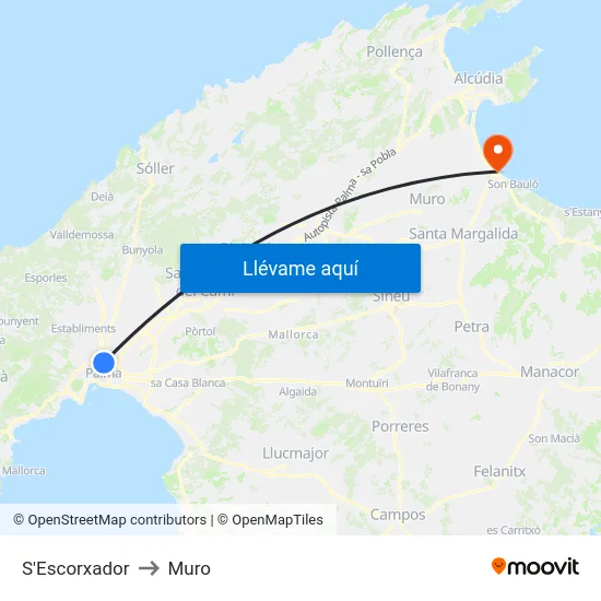 S'Escorxador to Muro map