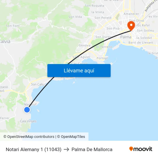 Notari Alemany 1 (11043) to Palma De Mallorca map