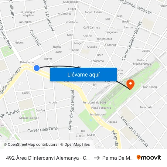 492-Àrea D'Intercanvi Alemanya - Comte De Sallent to Palma De Mallorca map