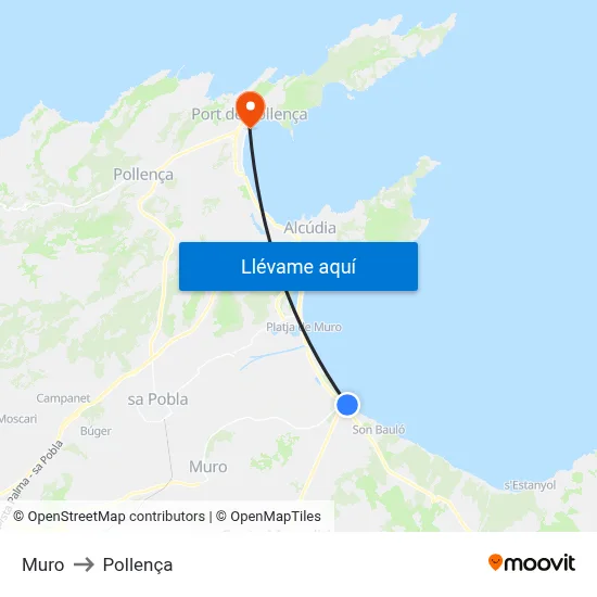 Muro to Pollença map