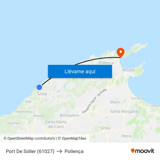 Port De Sóller (61027) to Pollença map