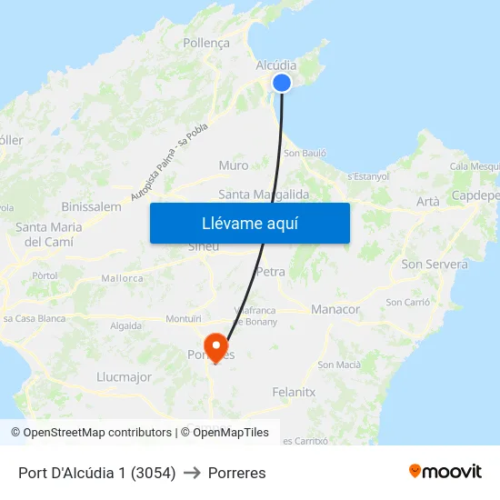 Port D'Alcúdia 1 (3054) to Porreres map
