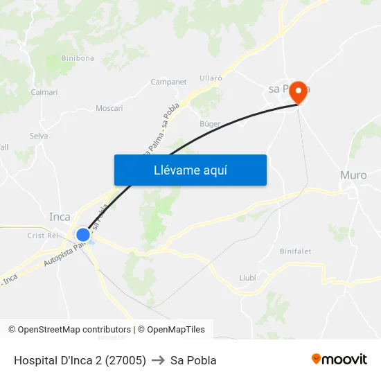 Hospital D'Inca 2 (27005) to Sa Pobla map