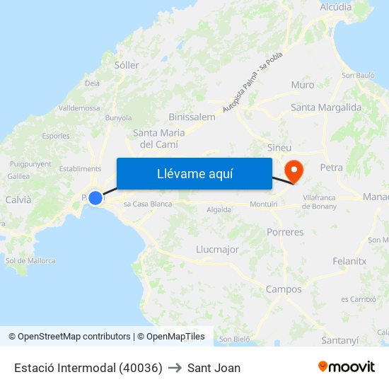 Estació Intermodal (40036) to Sant Joan map