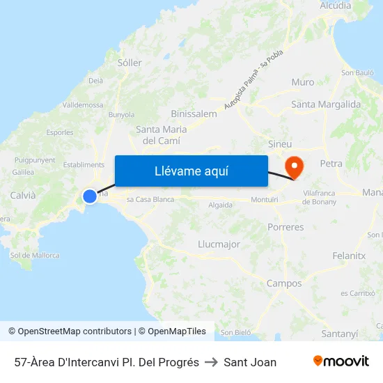 57-Àrea D'Intercanvi Pl. Del Progrés to Sant Joan map