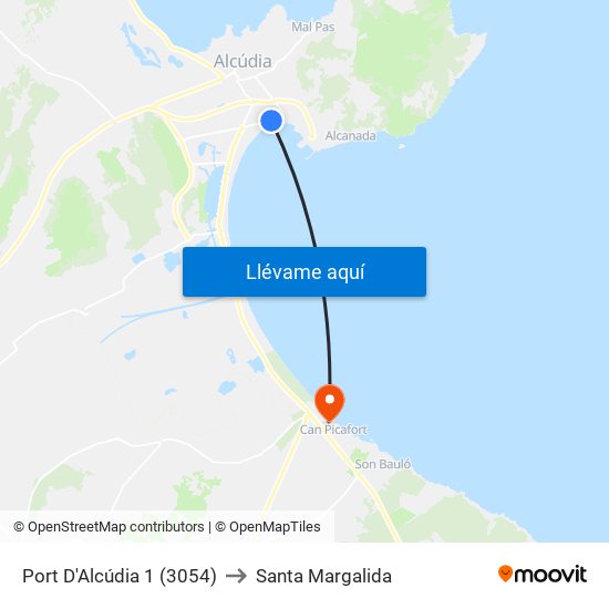 Port D'Alcúdia 1 (3054) to Santa Margalida map