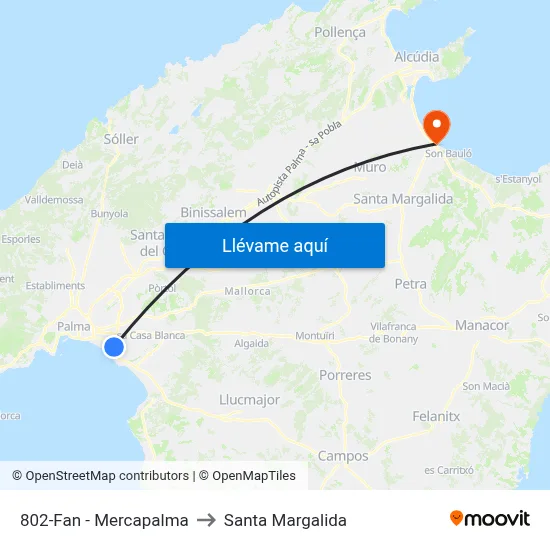 802-Fan - Mercapalma to Santa Margalida map