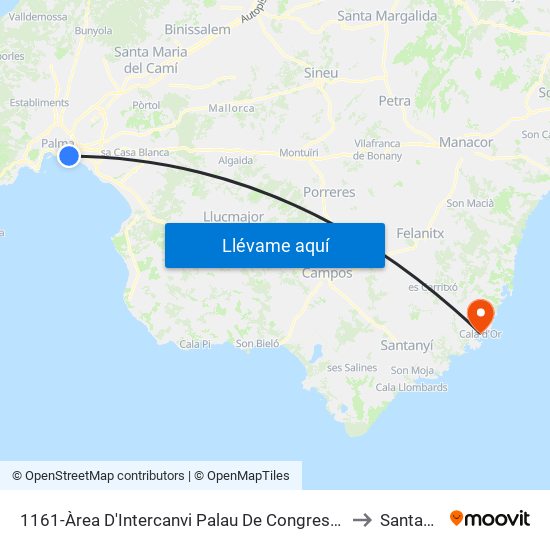 1161-Àrea D'Intercanvi Palau De Congressos to Santanyí map