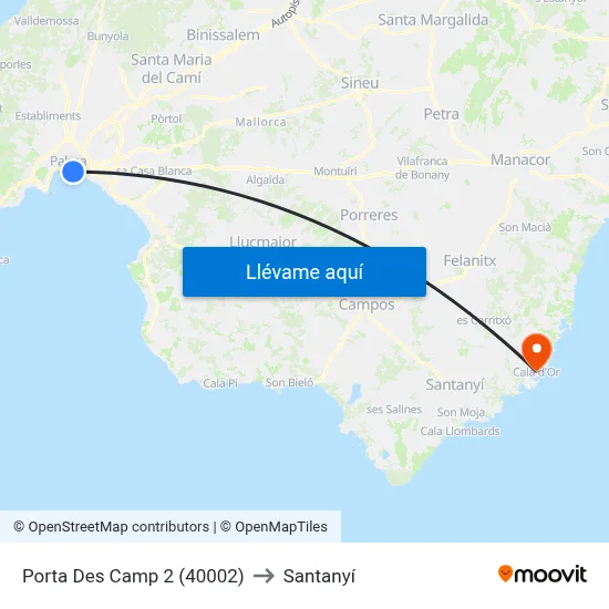 Porta Des Camp 2 (40002) to Santanyí map