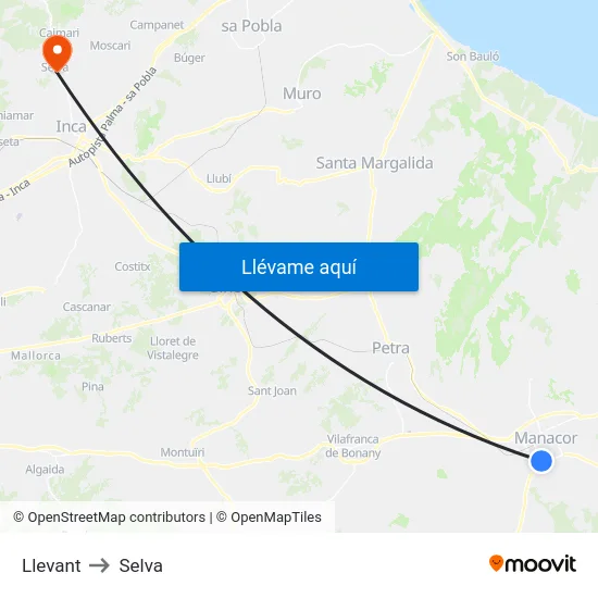 Llevant to Selva map