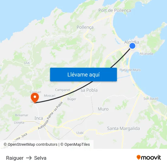 Raiguer to Selva map