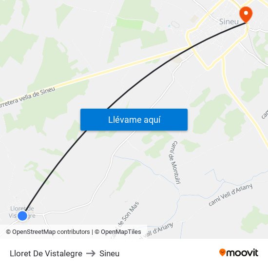 Lloret De Vistalegre to Sineu map