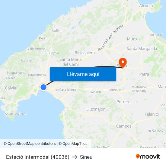 Estació Intermodal (40036) to Sineu map