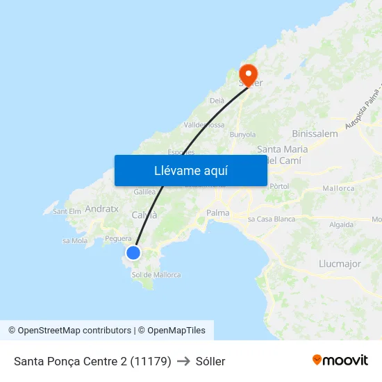 Santa Ponça Centre 2 (11179) to Sóller map